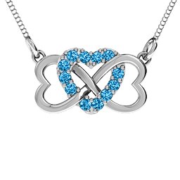 Triple Heart Infinity Pendant in 925 Sterling Silver with Blue Topaz