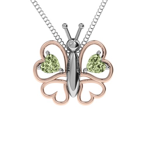 Love Butterfly Pendant – Sterling Silver with Peridot
