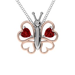 Love Butterfly Pendant in 925 Sterling Silver with Garnet