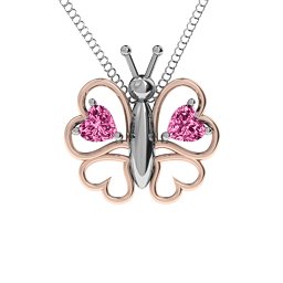 Love Butterfly Pendant in 925 Sterling Silver with Pink Tourmaline