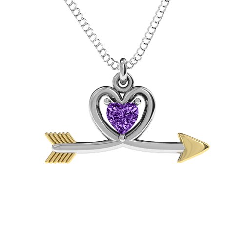 Heart & Arrow Pendant – Sterling Silver with Amethyst