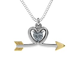 Heart & Arrow Pendant in 925 Sterling Silver with Diamond
