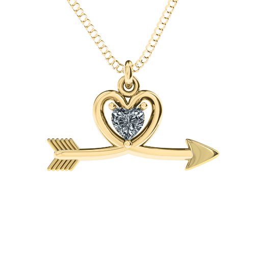 Heart & Arrow Pendant – 10K Yellow Gold with Cubic Zirconia