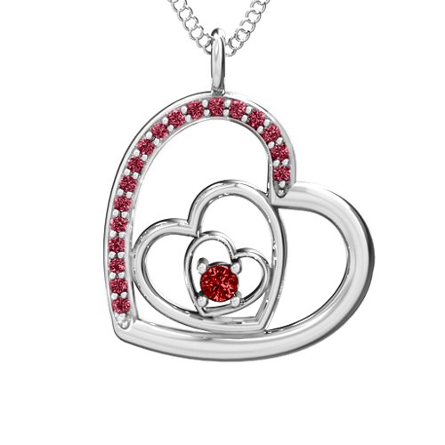 Hearts in Hearts Pendant – Sterling Silver with Garnet and Red Premium Zirconia