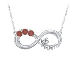 Mom's Infinity Pendant in 925 Sterling Silver with Garnet