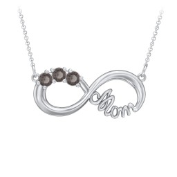 Mom's Infinity Pendant in 925 Sterling Silver with Smokey Quartz