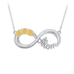Mom's Infinity Pendant in 925 Sterling Silver with Citrine