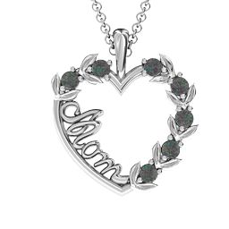 Mom's Heart of Love Pendant in 925 Sterling Silver with Alexandrite