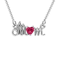 Graceful Mom Heart Birthstone Pendant