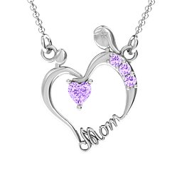 Mother and Child Pendant in 925 Sterling Silver with Amethyst
