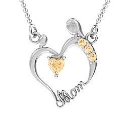 Mother and Child Pendant in 925 Sterling Silver with Citrine