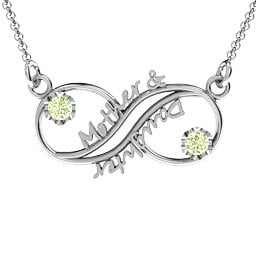 Mother and Daughter Infinity Pendant in 925 Sterling Silver with Peridot