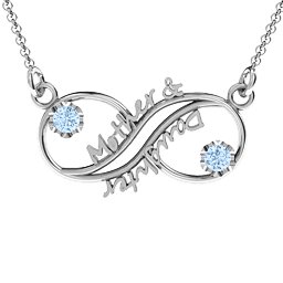Mother and Daughter Infinity Pendant in 925 Sterling Silver with Aquamarine
