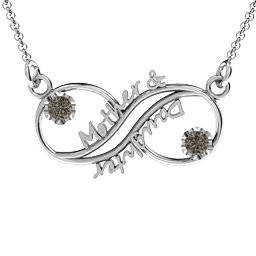 Mother and Daughter Infinity Pendant in 925 Sterling Silver with Smokey Quartz