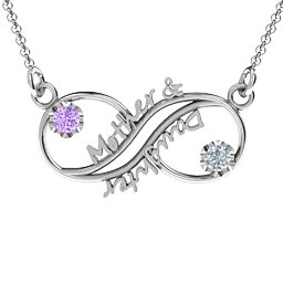 Mother and Daughter Infinity Pendant in 925 Sterling Silver with Amethyst and Cubic Zirconia