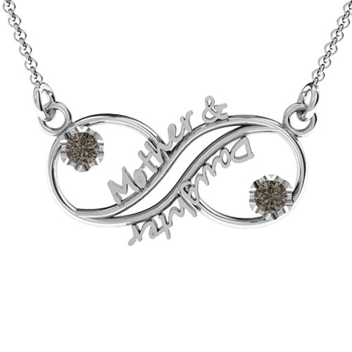 Mother and Daughter Infinity Pendant – Sterling Silver with Smokey Quartz