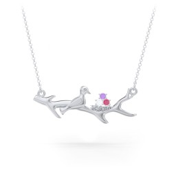 Mother's Nest with 1-5 Stones Pendant in 925 Sterling Silver with Amethyst, Cubic Zirconia, Ruby, and Pink Tourmaline