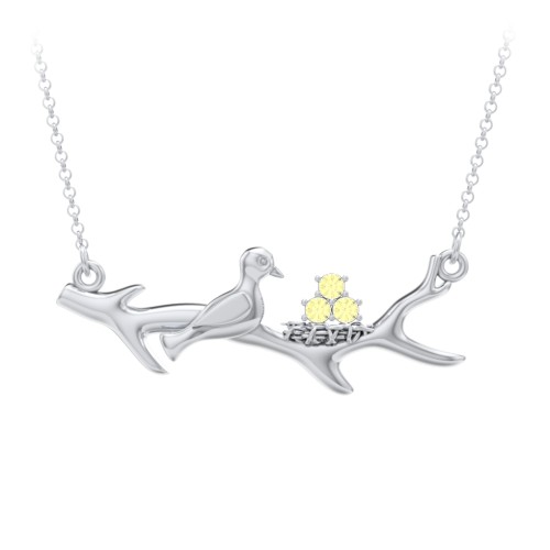 Mother's Nest with 1-5 Stones Pendant – Sterling Silver with Citrine