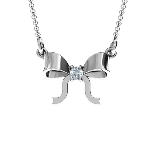 Put A Bow On It Pendant – Sterling Silver with Diamond