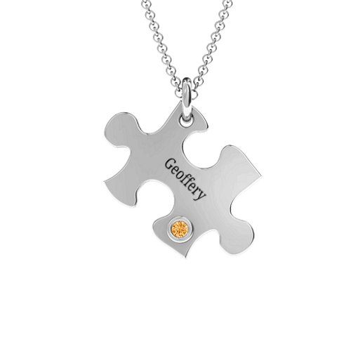Puzzle Piece of Your Heart Pendant – Sterling Silver with Citrine