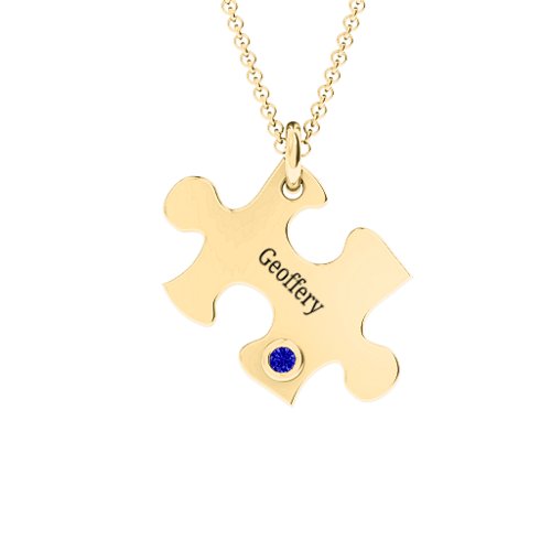 Puzzle Piece of Your Heart Pendant – 10K Yellow Gold with Blue Sapphire