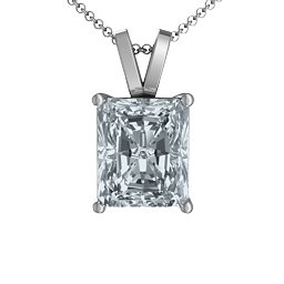 Emerald Cut Solitaire Pendant in 925 Sterling Silver
