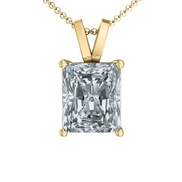 Emerald Cut Solitaire Pendant in 10K Solid Yellow Gold