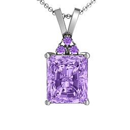 Emerald Cut Solitaire with Accents Pendant