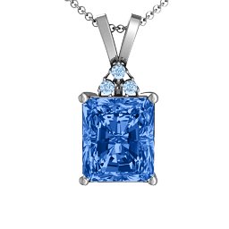 Emerald Cut Solitaire with Accents Pendant