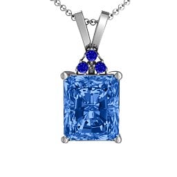 Emerald Cut Solitaire with Accents Pendant