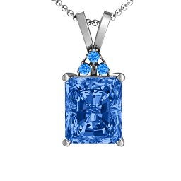 Emerald Cut Solitaire with Accents Pendant