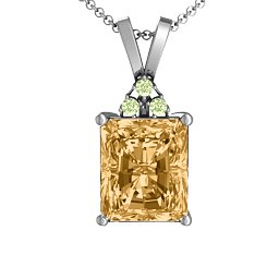 Emerald Cut Solitaire with Accents Pendant