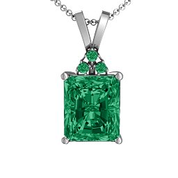 Emerald Cut Solitaire with Accents Pendant