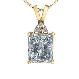 Emerald Cut Solitaire with Accents Pendant in 18K Gold Plated Silver