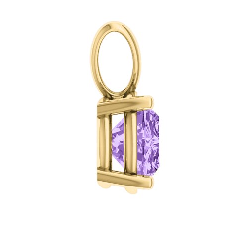 Graceful Round Solitaire Pendant – 18K Gold Plated Silver with Amethyst Premium Zirconia
