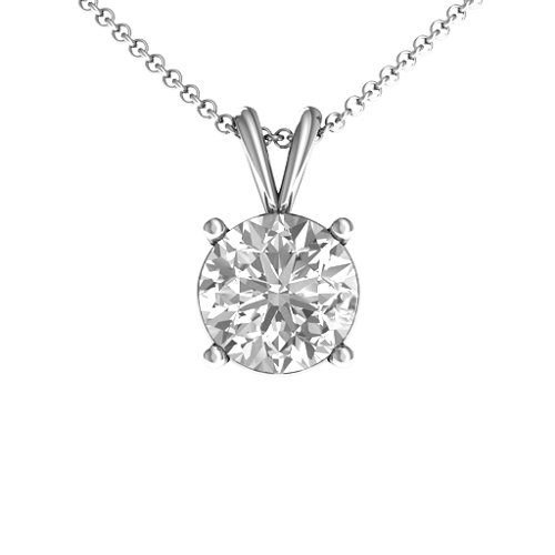 Graceful Round Solitaire Pendant – Sterling Silver with White Premium Zirconia
