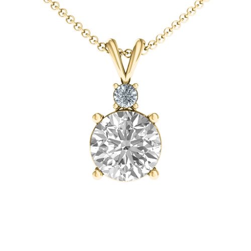 Graceful Round Solitaire with Accent Pendant – 18K Gold Plated Silver with White Premium Zirconia and Cubic Zirconia