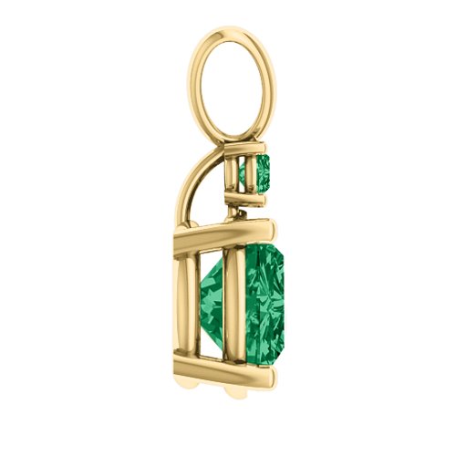 Graceful Round Solitaire with Accent Pendant – 18K Gold Plated Silver with Green Premium Zirconia and Emerald