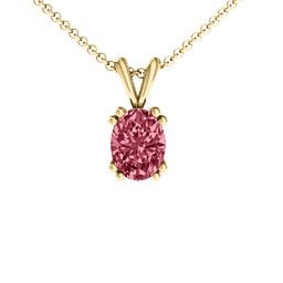 Angelic Oval Cut Pendant in 18K Gold Plated Silver with Red Premium Zirconia