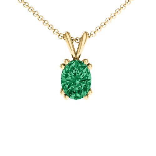 Angelic Oval Cut Pendant – 18K Gold Plated Silver with Emerald