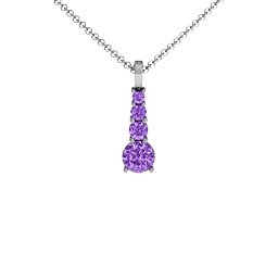 Graduated Line Pendant in 925 Sterling Silver with Amethyst