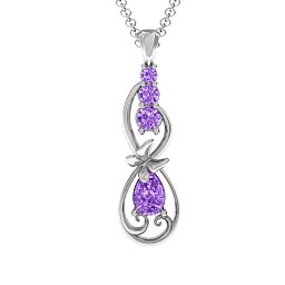Ornate Butterfly Infinity Pendant in 925 Sterling Silver with Amethyst