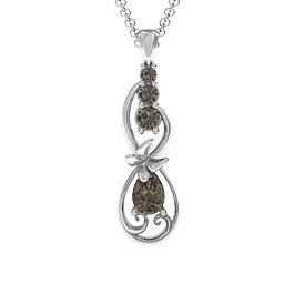 Ornate Butterfly Infinity Pendant in 925 Sterling Silver with Smokey Quartz