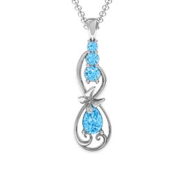 Ornate Butterfly Infinity Pendant in 925 Sterling Silver with Blue Topaz