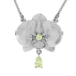 Orchid and Pear Drop Pendant in 925 Sterling Silver with Peridot