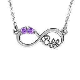 2-4 Stone BFF Infinity Pendant in 925 Sterling Silver with Amethyst and Cubic Zirconia