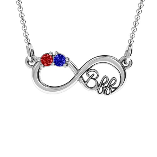 2-4 Stone BFF Infinity Pendant – Sterling Silver with Blue Sapphire and Garnet