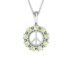 Peace Sign with Stones Pendant in 925 Sterling Silver with Peridot