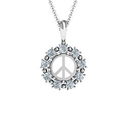 Peace Sign with Stones Pendant in 925 Sterling Silver