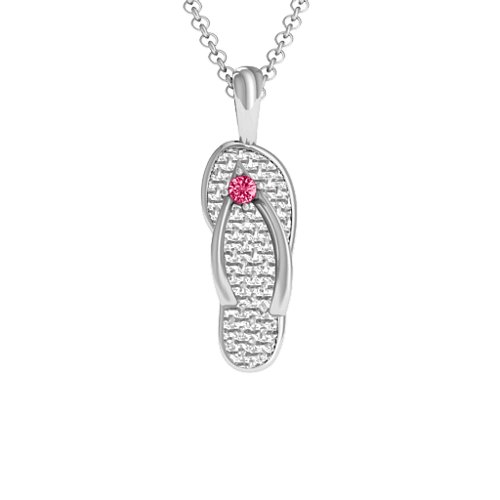 Flip Flop Pendant – Sterling Silver with Ruby